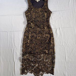 Black dress with gold lace